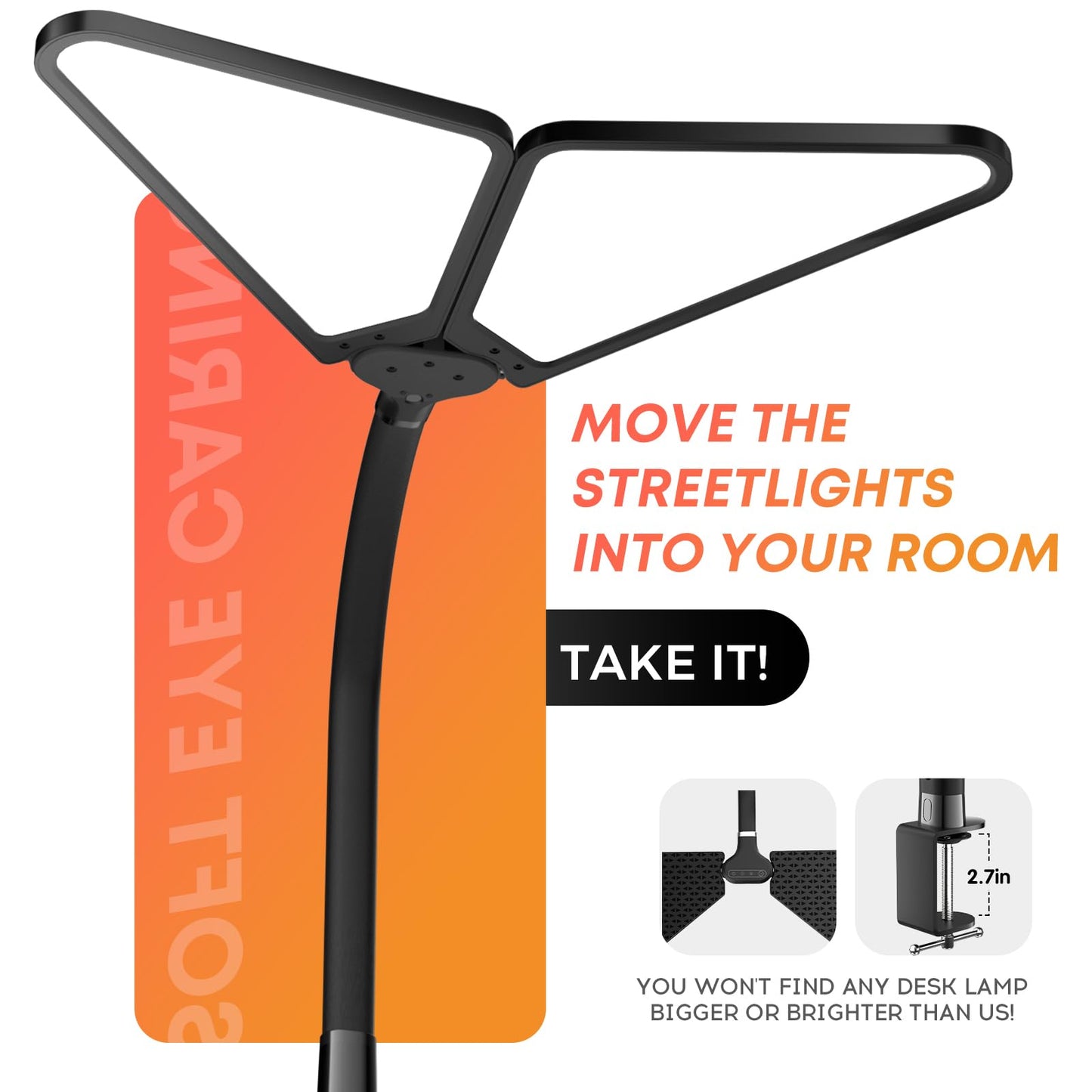 Ultra-Large Dual-Source Clamp-On Gooseneck Desk Lamp | Super Bright LED Study Light with Flexible Arms, 5 Brightness & 4 Color Modes for Home Office/Reading/Gift