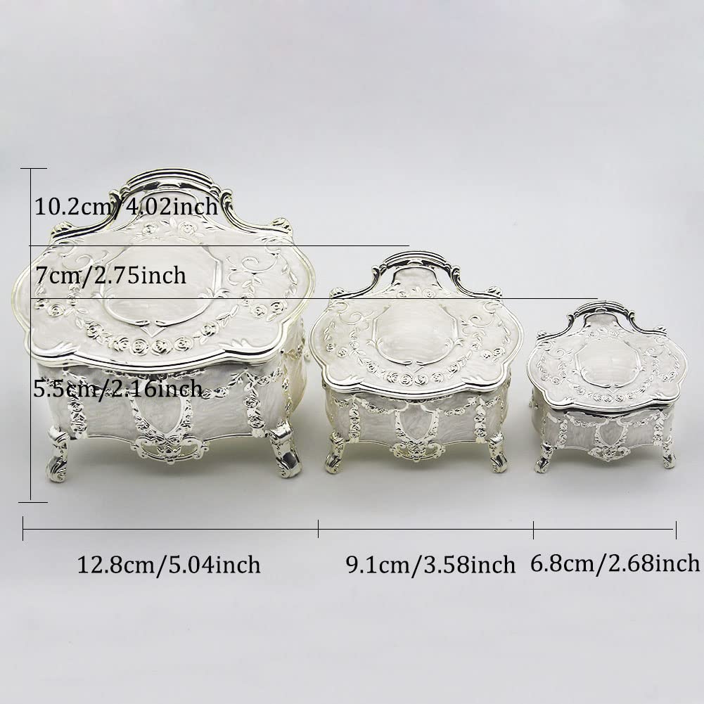 AVESON Luxury Vintage Metal Alloy Jewelry Box Ring Trinket Case Christmas Birthday Gift, Medium