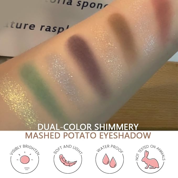 2 Color Shimmer & Matte Eyeshadow Palette Makeup, Rose matte & Champagne Pink Shimmer Shades eye shadow for Womam, Long-Lasting & Highly Pigmented, Vegan & Cruelty-Free