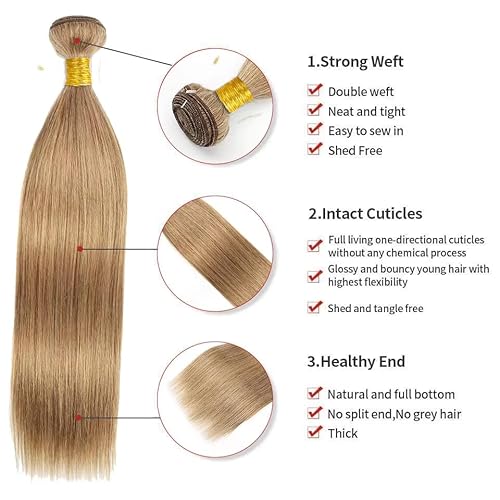 #22 Blonde Bundles Human Hair Straight Bundles 28 30 32 Inch Unprocessed Brazilian Virgin Hair Ash Blonde Straight 3 Bundle Human Hair Extensions 50 Gram Per Bundle