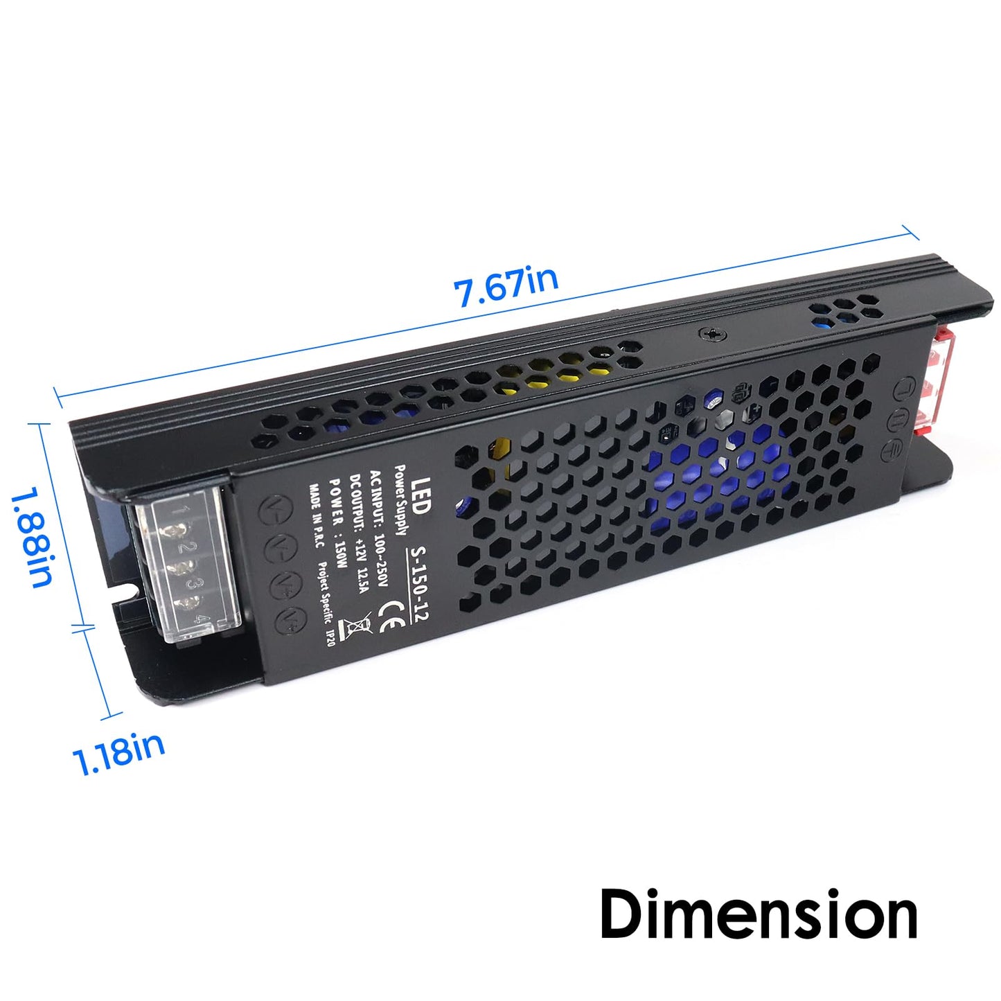 12V 12.5A 150W Universal Regulated Switching Power Supply, 100-250V AC to 12V DC Converter, LED Driver, Industrial Transformer, Adapter for Strip Light, Lamp, Radio