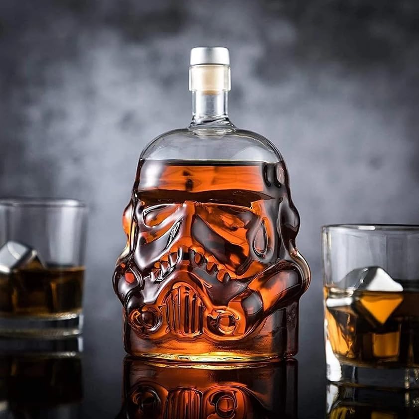 Stormtrooper Creative Whiskey Decanter Set Bottle with 2 Wine Glasses 150ml for liquor, Bourbon, Scotch, Vodka, Father's Day Gift for Men Women, Star Set Wars