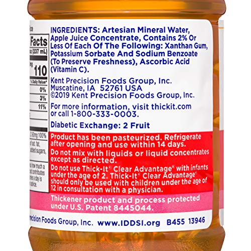 Thick-It Clear Advantage Mildy Thick Apple Juice, Nectar Consistency, Ready-to-Drink, Digestible Swallowing Aid, Hydration...