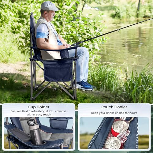 Foristrail Oversized Camping Chair Heavy Duty- Portable Folding Chair, Cup Holder & Waterproof Phone Case for Adults, Beac...
