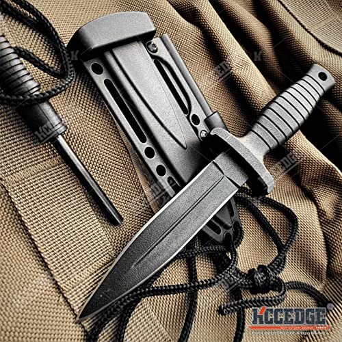 Tactical Knife Hunting Knife Survival Knife 7" Spear Point Blade w/ Fire Starter In Pressure Retention Sheath Fixed Blade ...