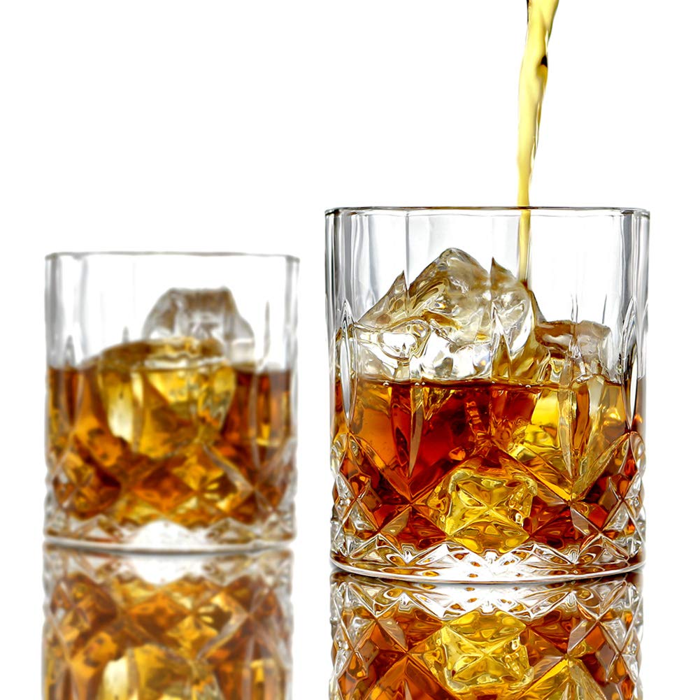 ELIDOMC 5PC Italian Crafted Crystal Whiskey Decanter & Whiskey Glasses Set, Crystal Decanter Set With 4 Whiskey Glasses, Whiskey Decanter Sets for Men.