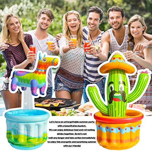 PARENTSWELL 47.5'' Drink Cooler for Parties, 2 Pack Inflatable Cactus Ice Bucket for BBQ, Bachelorette Supplies, Pool Part...