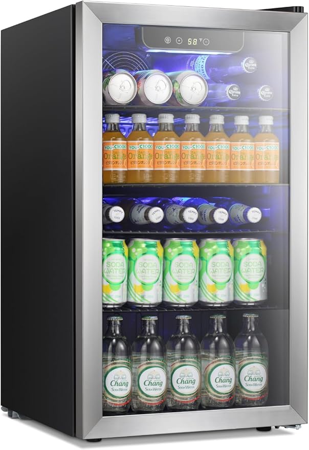 Antarctic Star Beverage Refrigerator Cooler -120 Can Glass Door Mini Fridge, for Soda Cola Beer or Wine Constant Glass Doo...