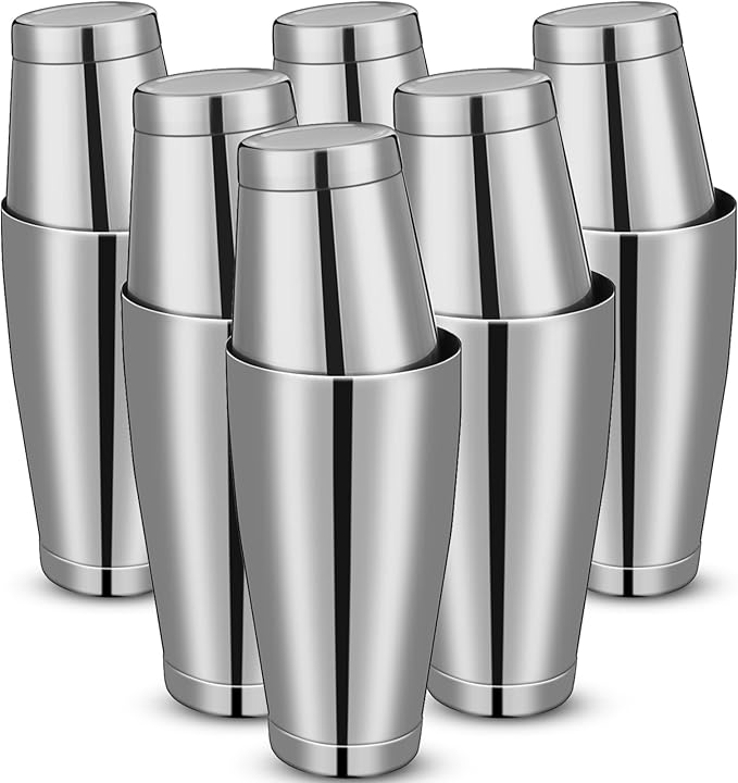 Lallisa 10 Pieces Cocktail Shakers Professional Bar Boston Shaker Set Stainless Steel Martini Shaker Drink Mixer Basic Too...
