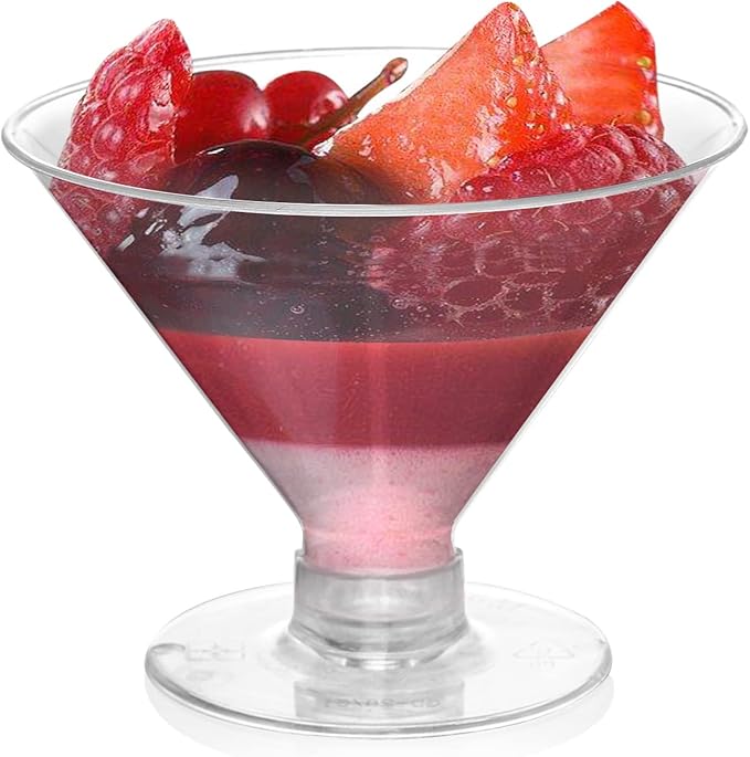 Frcctre 80 Pack Disposable Plastic Cocktail Glasses, 5 OZ Plastic Mini Martini Glasses, Clear Mini Dessert Glass Parfait C...