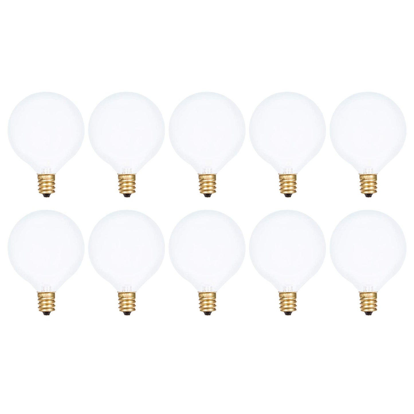 Simba Lighting Small Globe G16.5 Round Bulb 40W E12 Candelabra Base (10 Pack) for Chandelier, Ceiling Fan Light, Decorative Vanity Lights, Wall Sconce, Frosted Glass 120V, 2700K Warm White Dimmable