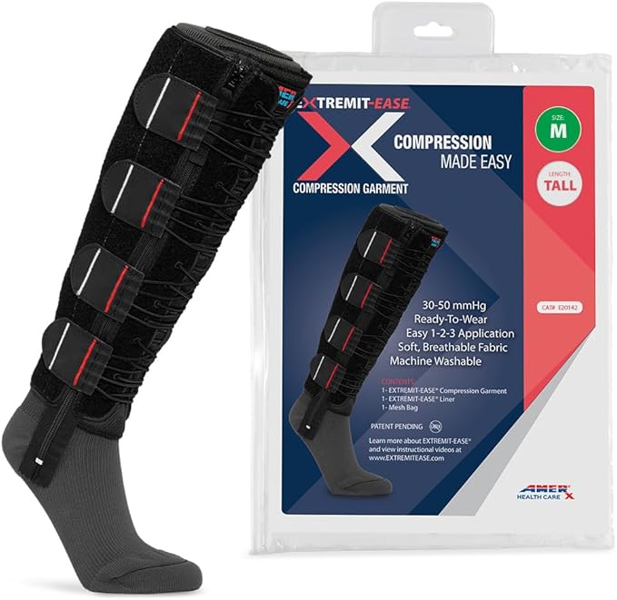 EXTREMIT-EASE Compression Garment 30-50 mmHg Lower Leg Compression Wrap - Ideal for Mild to Moderate Lymphedema Swelling, Venous Insufficiency, and Post-Op Edema