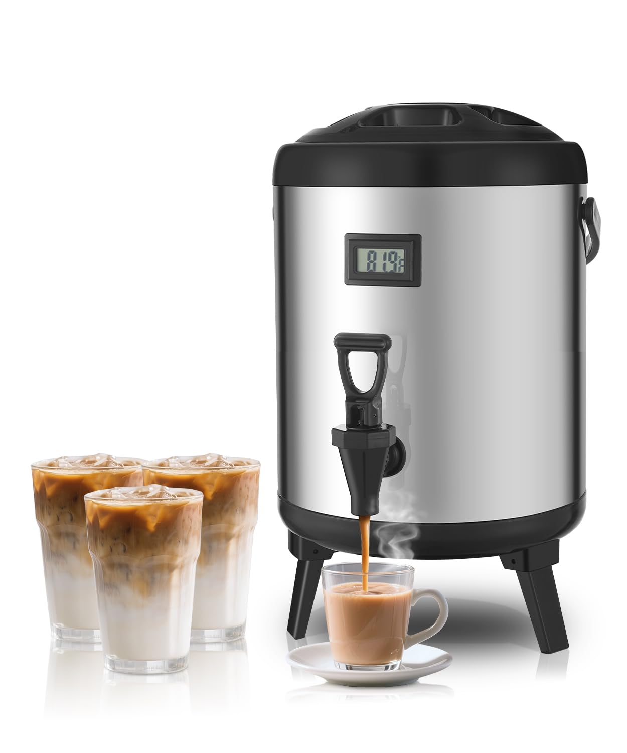 THXSUN Insulated Beverage Dispenser with Spigot,2.2 Gallon/8L Coffee and Drink Server,Non-electric Thermal Hot and Cold Beverage Dispenser for Juice Chocolate Tea Milk