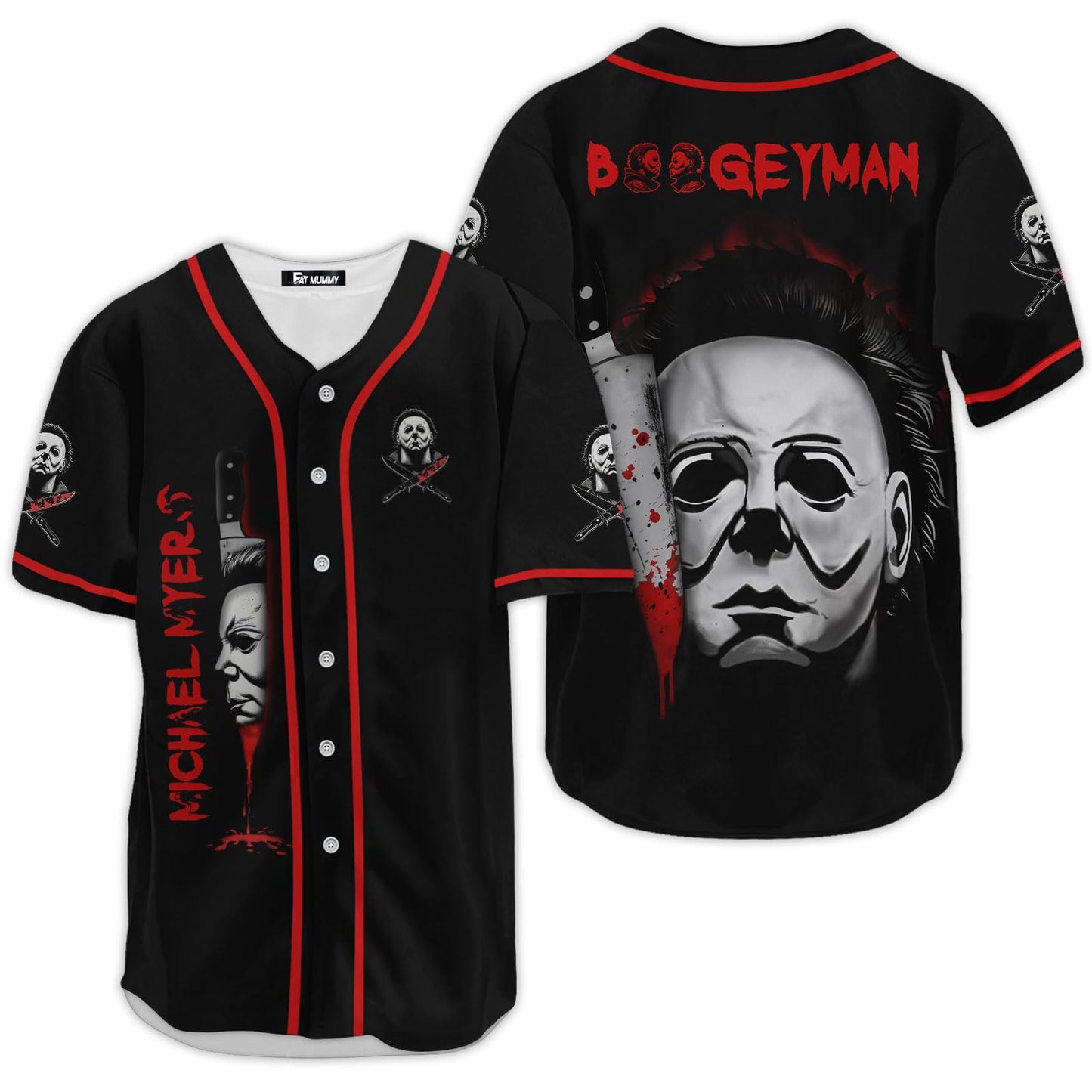 fat mummy Horror Baseball Jersey for Men Women, Halloween Movie Baseball Shirts, Gifts for Horror Lover