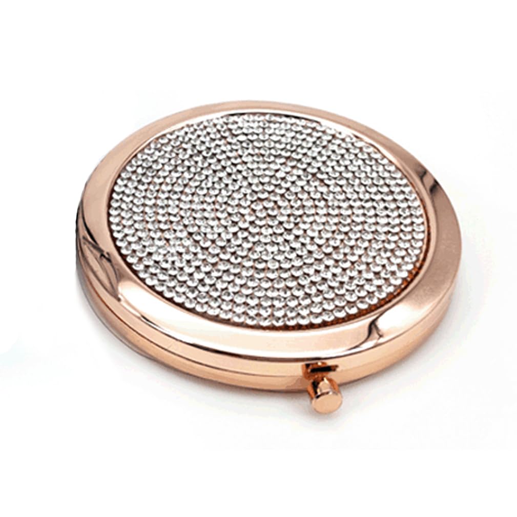 Reazana 2pcs Magnifying Compact Mirrors 1X 2X Folding Makeup Mirror Mini Round Travel Mirrors 2.75 Inch Foldable Pocket Purse Co