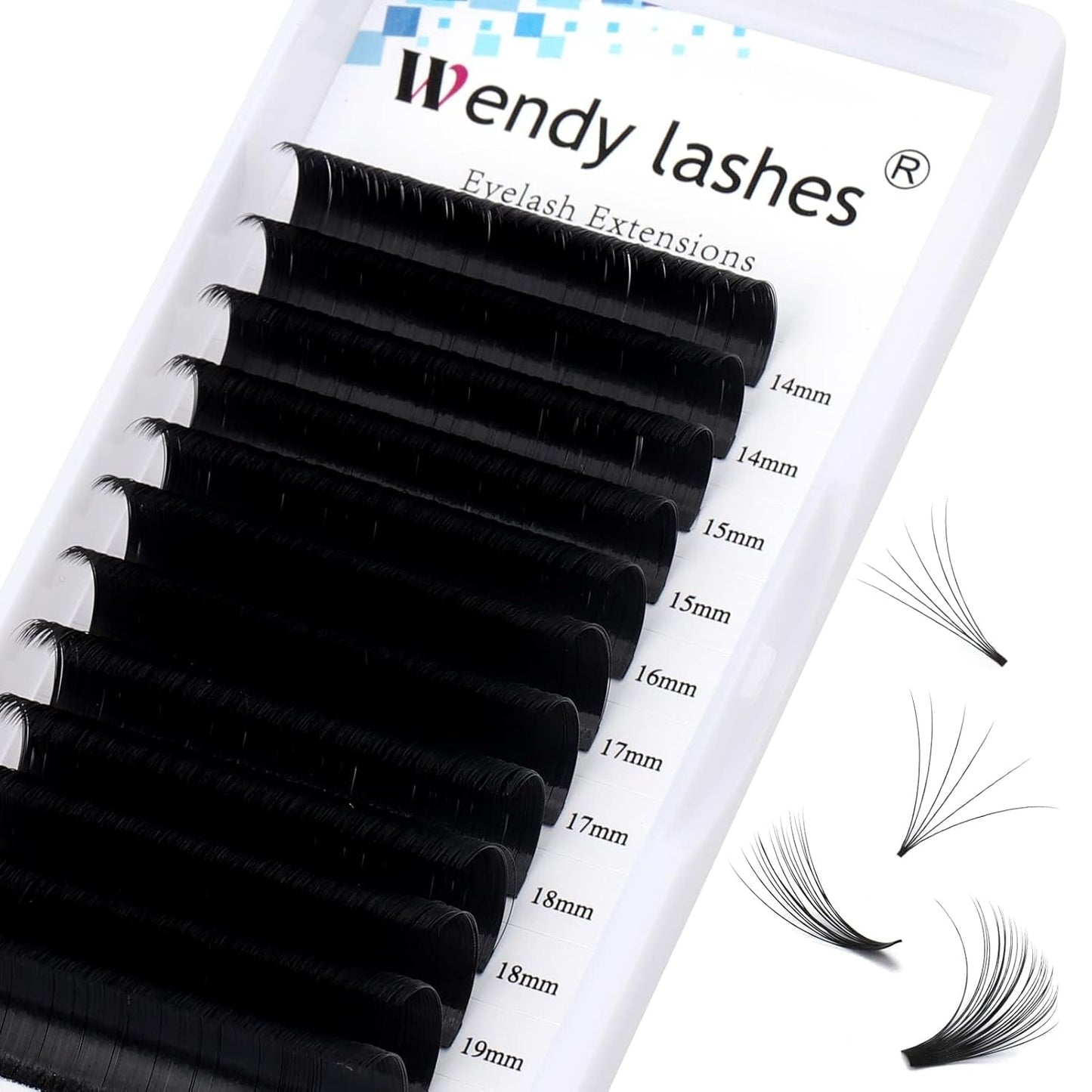 Easy Fan Volume for Lash Artists: Wendy, Handmade Fans for Eyelash Extensions, Self Fanning, Blooming, C-KH, Black, C-0.05-14-20