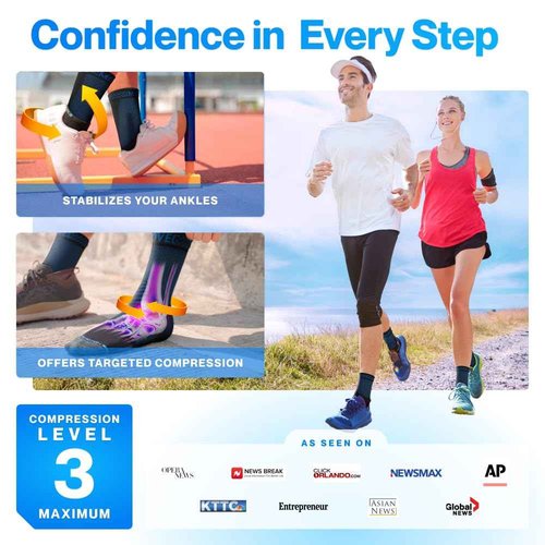 Modvel Foot & Ankle Brace Socks for Sprained Ankle Compression Sleeve - Foot Support for Women & Men - Tendonitis & Arthritis Ankle Brace Sports Running, Torn Ligaments & Women Stabilizing Ankle Wrap