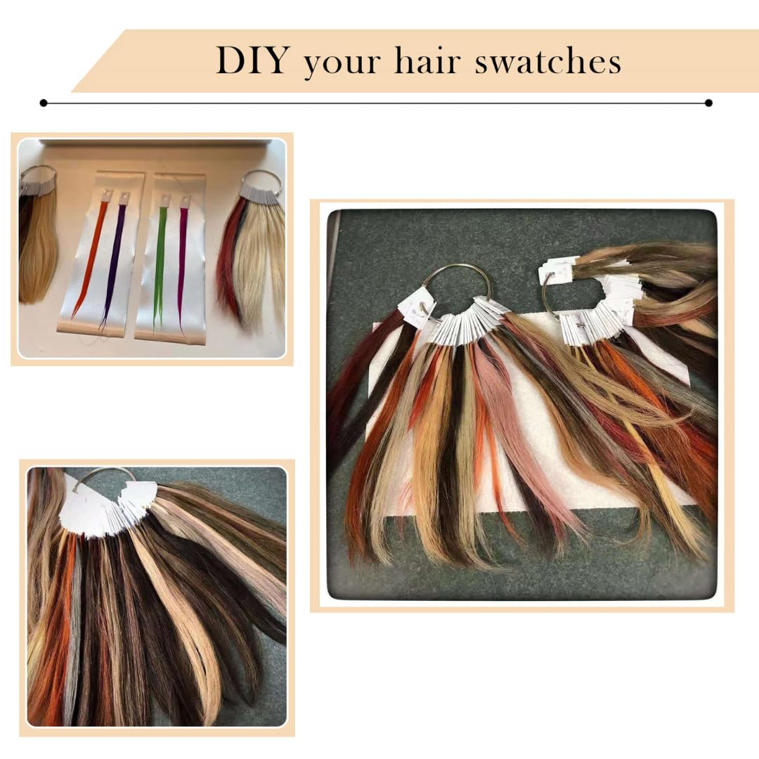 RINBOOOL Hair Swatches for Testing Color, Natural Black Tone Level 1, Real Remy Human Hair, 30 Strands per Pack, 8 Inches