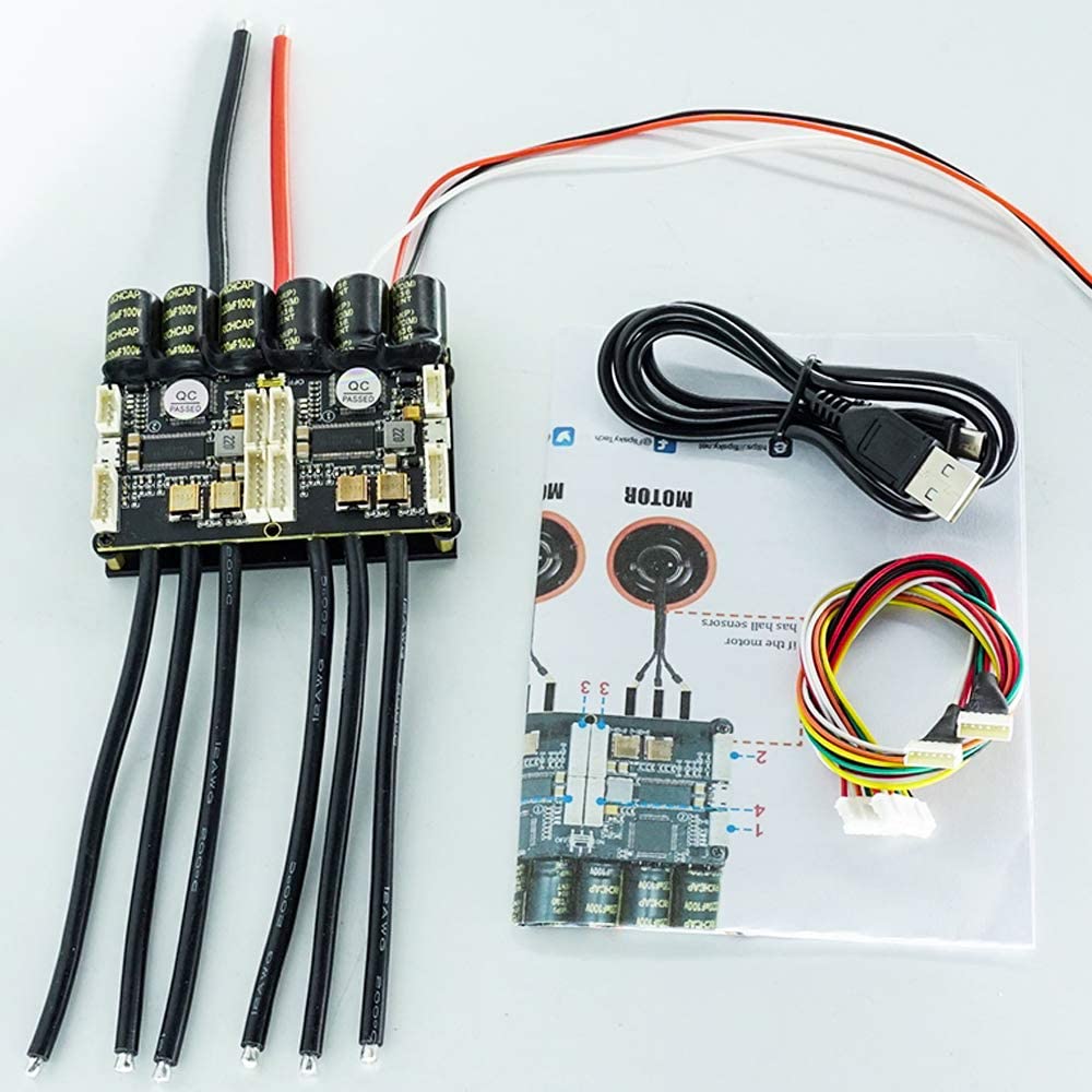 FLIPSKY Electronic Speed Controller for RC Ship Boat Dual FSESC4.20 100A (Based on ESC 4.20) with Anodized Aluminum Heatsink Open Sourse Project ESC DIY Part for Electric Skateboard