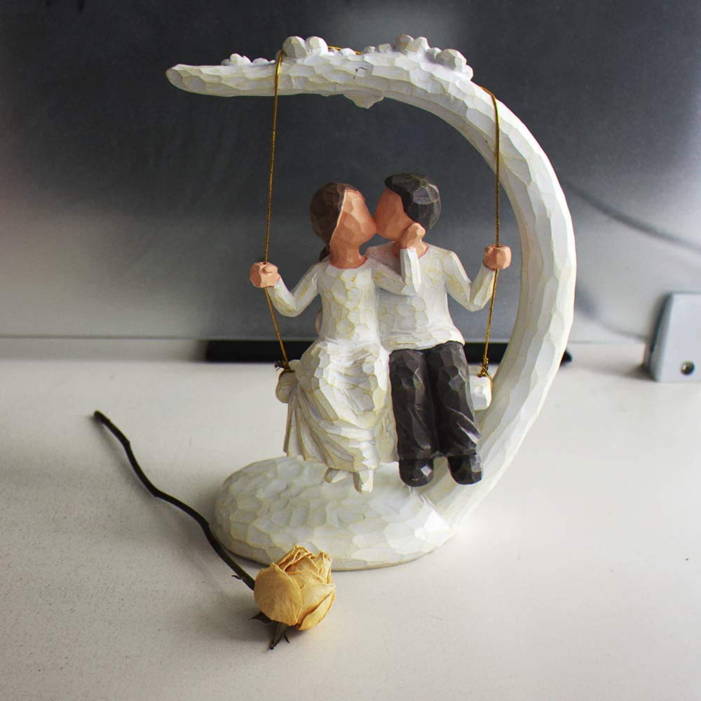 YLSMILE Wedding Gifts for her from Husband Romantic, Wedding Gifts for Couple Wife Parents, 9 Inch Hand Painted Together Love Couple Figurines for Anniversary
