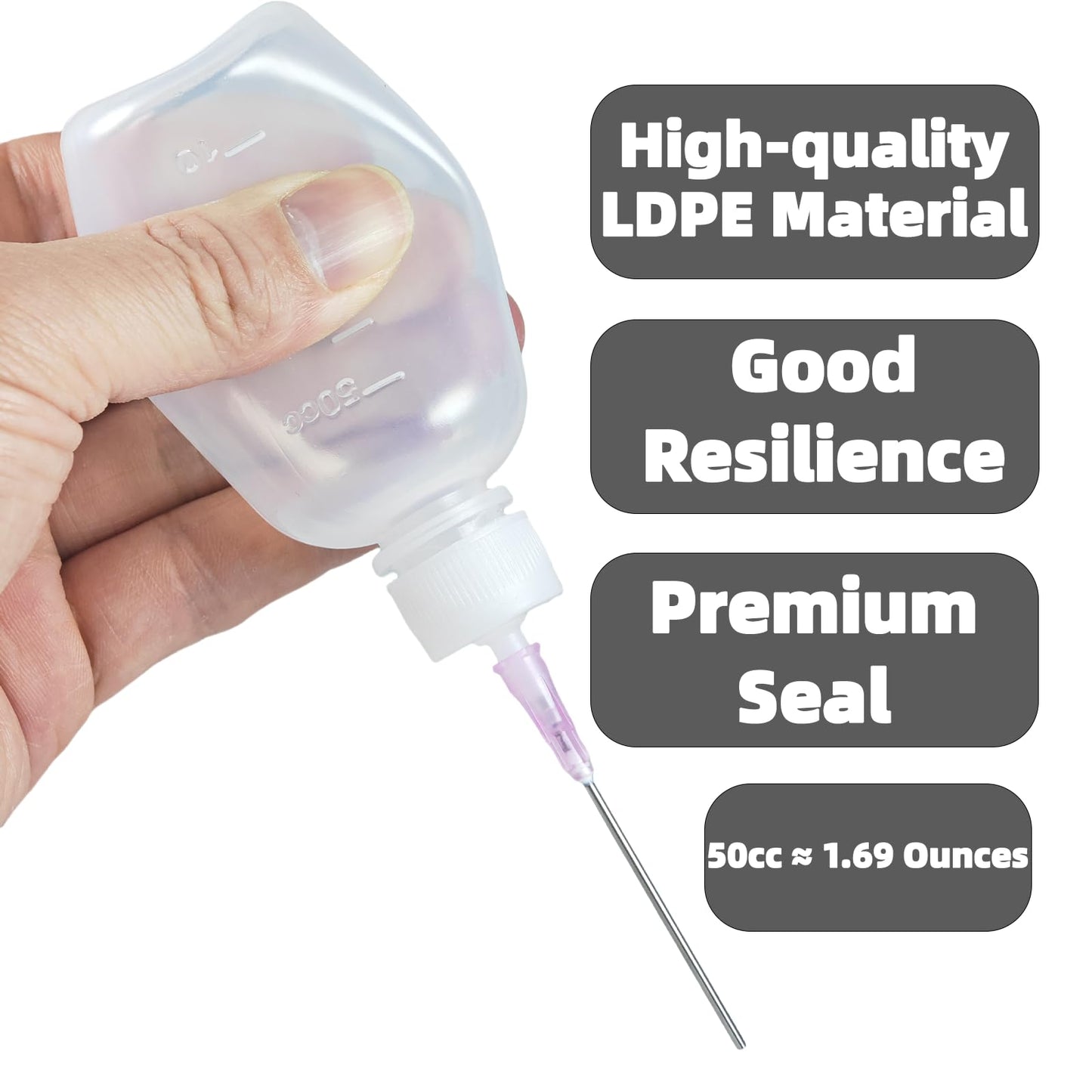 Atdcoek 6 Pack Needle Tip Squeeze Bottle 50mL(1.69 OZ), Precision Gun Oil Bottle, Needle Oiler Bottles for Craft, Glue, Paint, Hinges, Sewing Machines & More - LDPE Material with Premium Seal
