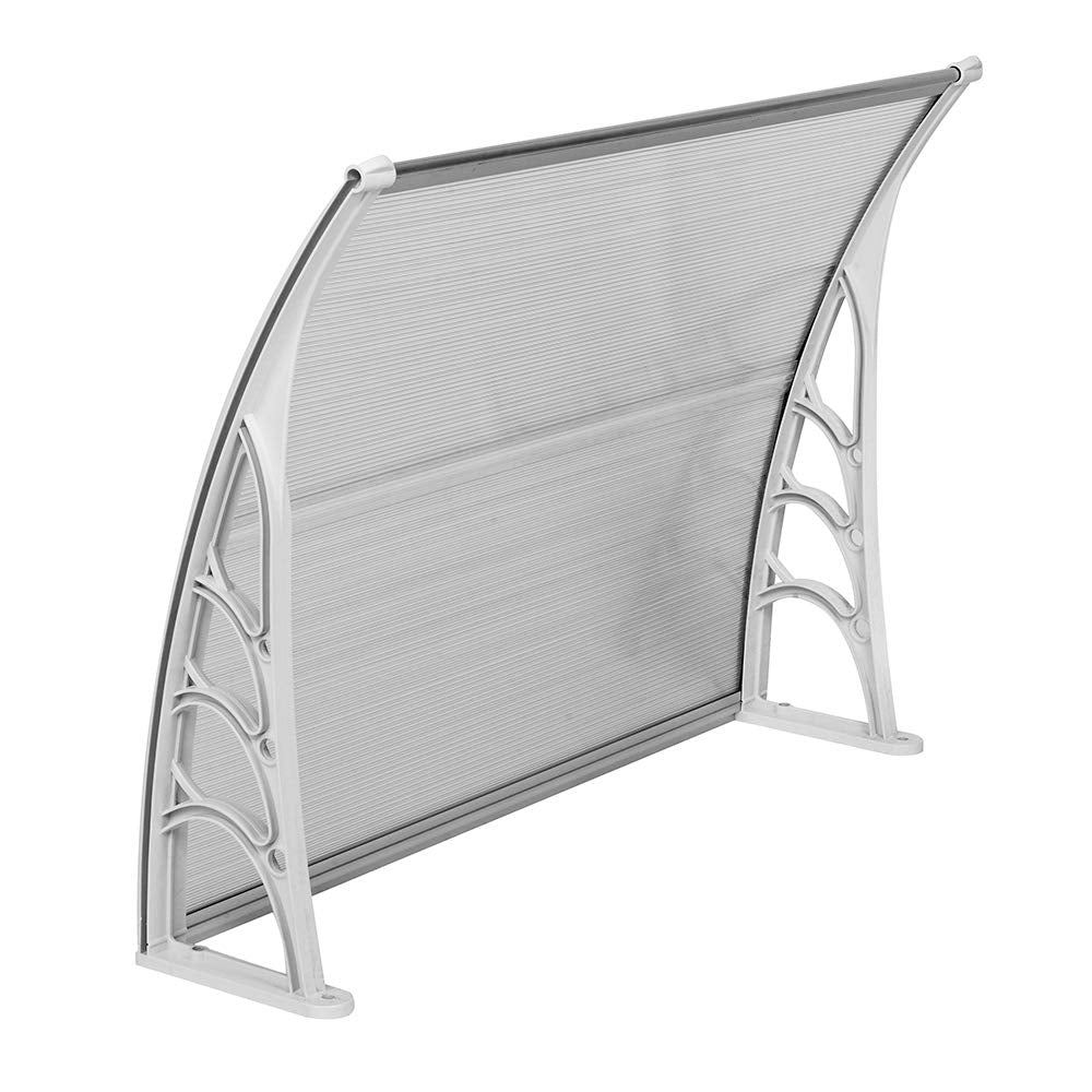 Outvita Window Awning Door Canopy 40"x30", Polycarbonate Cover Front Door Outdoor Patio Awning Canopy UV Rain Snow Sunlight Protection Hollow Sheet, Clear Board & White Bracket