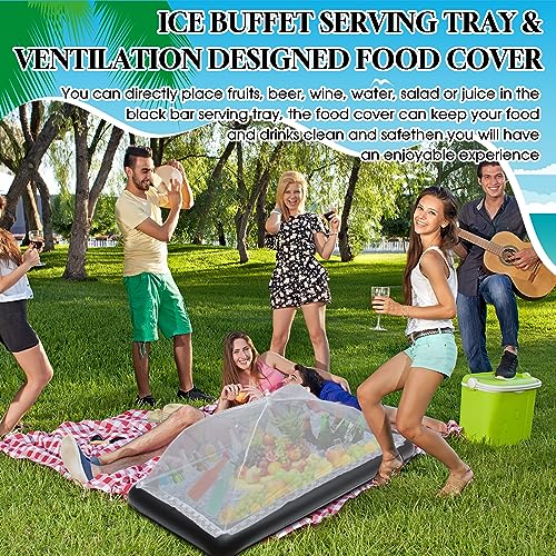 Leitee Inflatable Serving Bar Kit Includes Salad Buffet Tray with Drain Plug Mesh Food Cover Food Drink Containers and Inf...