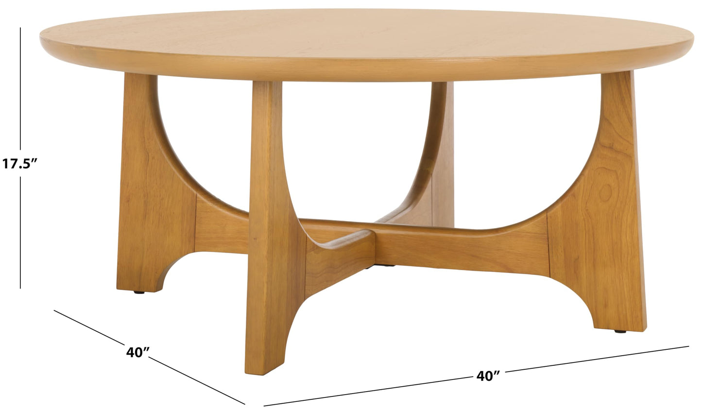 SAFAVIEH Couture Collection – Sasha Contemporary Natural Oak Veneer Round Coffee Table, Sculptural Modern Living Room Table (SFV2128D)