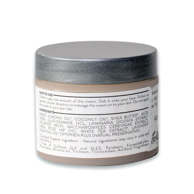 Simply Radiant Beauty Glimmer Goddess Organic Lavender Night Cream Face Moisturizer, Vegan, Great for all Skin Types, 24 hour Hydration, Less Stretch Marks, Natural, 2 oz