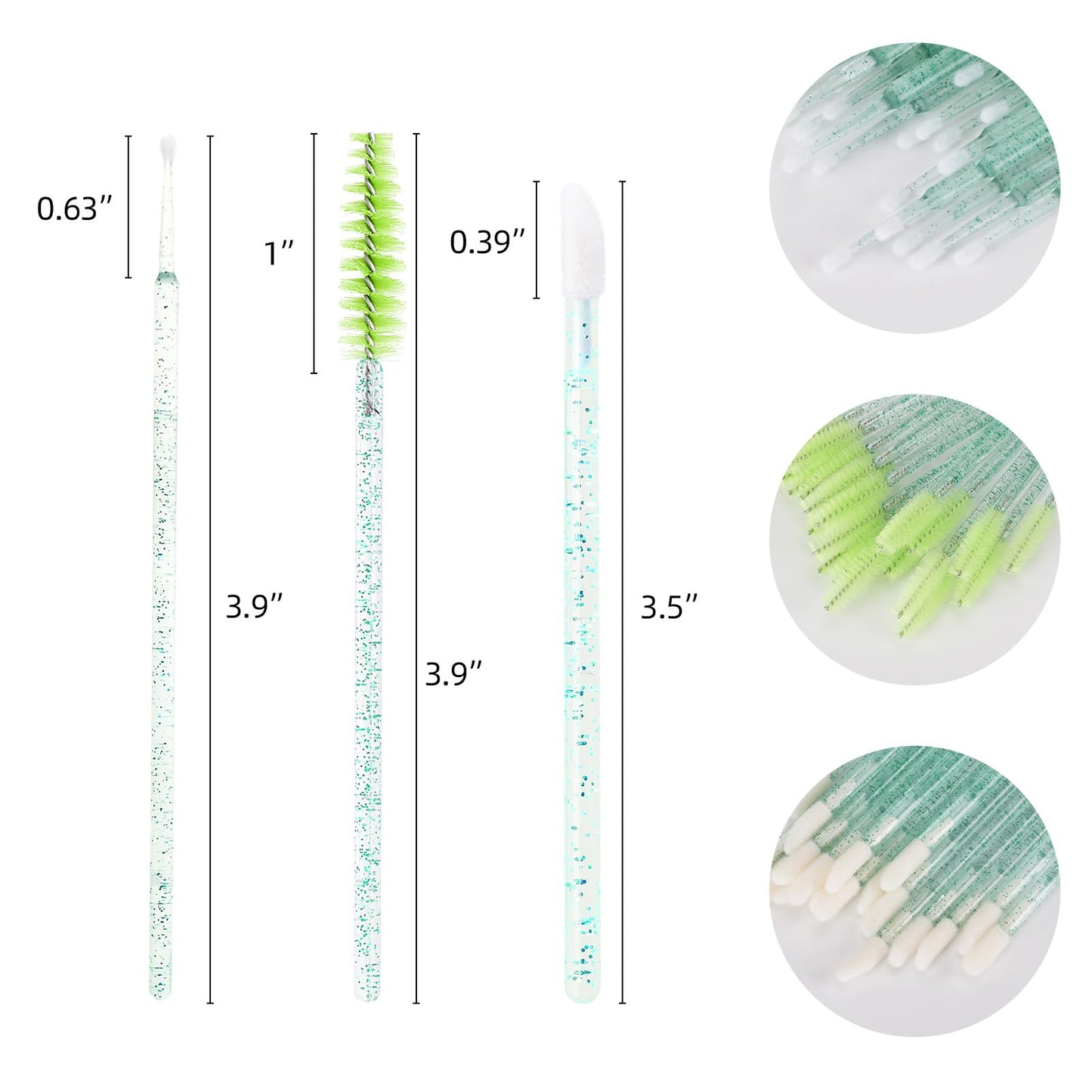 600 PCS Eyelash Extension Supplies Kit, 200 Spoolies Mascara Wands Disposable 200 Lip Brushes 200 Micro Swabs Green Eyelash Brus