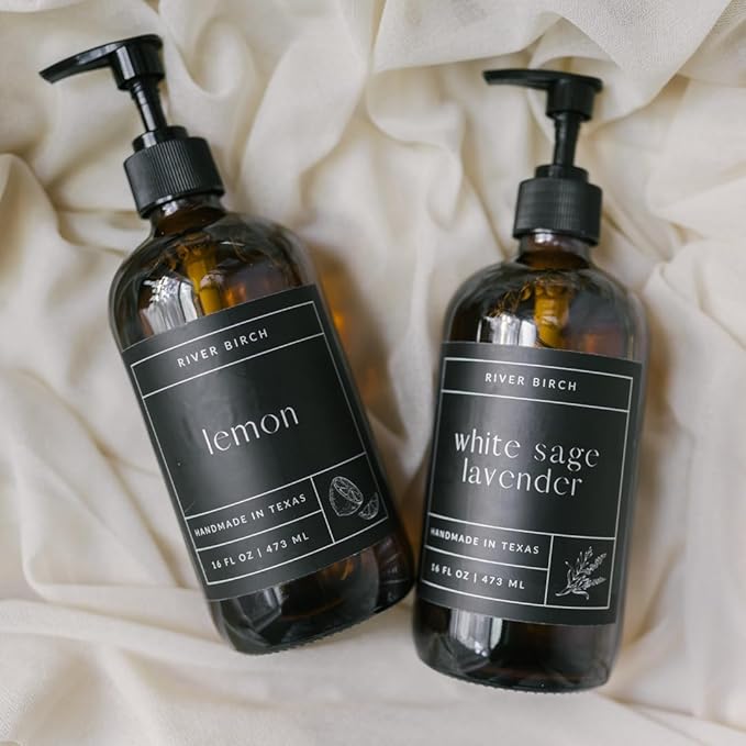 River Birch Lemon Scented Natural Hand Soap Refill - Handmade Moisturizing Hand Wash Luxury Scented Hydrating Soap - Vegan and Non-Toxic - 32 Fl Oz