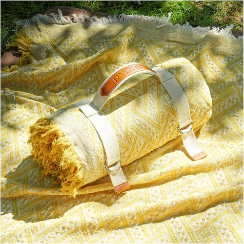 RYCHIC 2 in 1 Extra Large Outdoor Picnic Blanket Camping Mat Lightweight Oversized Giant Turkish Boho Beach Mexican Serape...