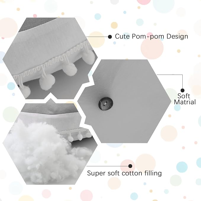 Kishome Large Floor Pillow Kids Round Floor Cushion Seating, 20 inches Big Circle Pillow, Round Floor Pillows Seating for Children, Oversized Mat for Reading Nook Teepee Playroom Nursery, Light Grey