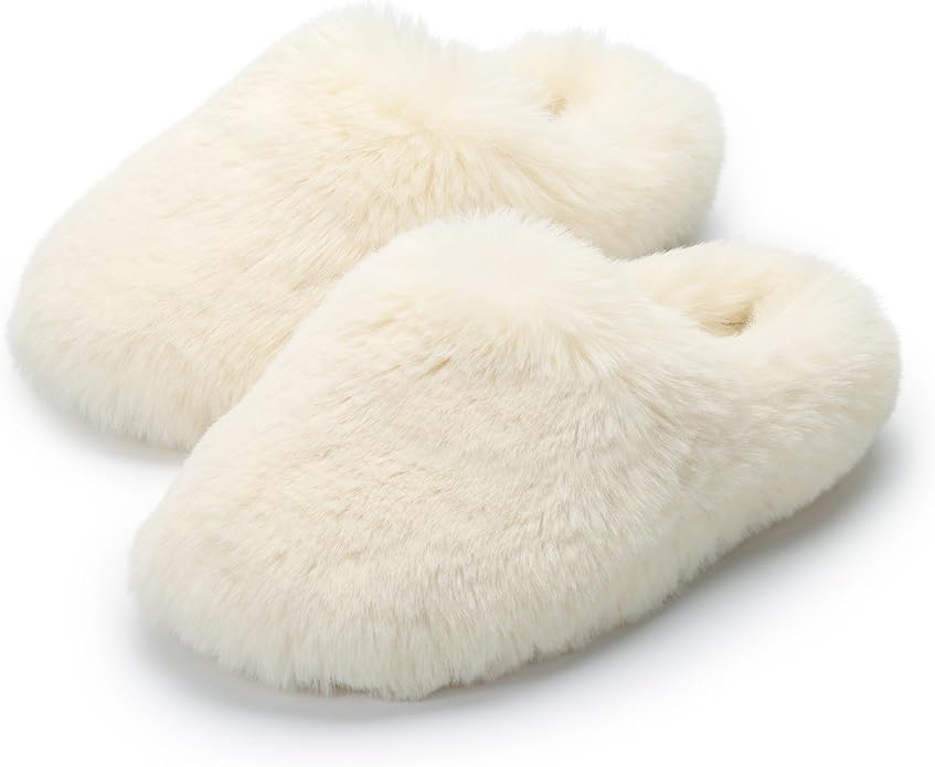 ORORO Unisex Fuzzy Slip-On Slippers, Plushy Warm House Shoes for Indoor Outdoor