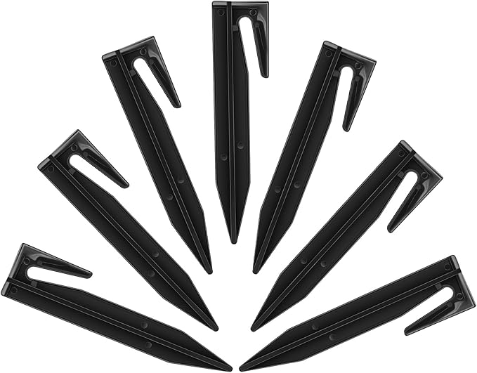 PercyEffie 500 Pcs Plastic Lawn Stakes Wire Stake Pegs Wire Stakes Landscape Pegs for Robotic Mowers Invisible Pet Fences Garden Camping Compatible Black plow Stake