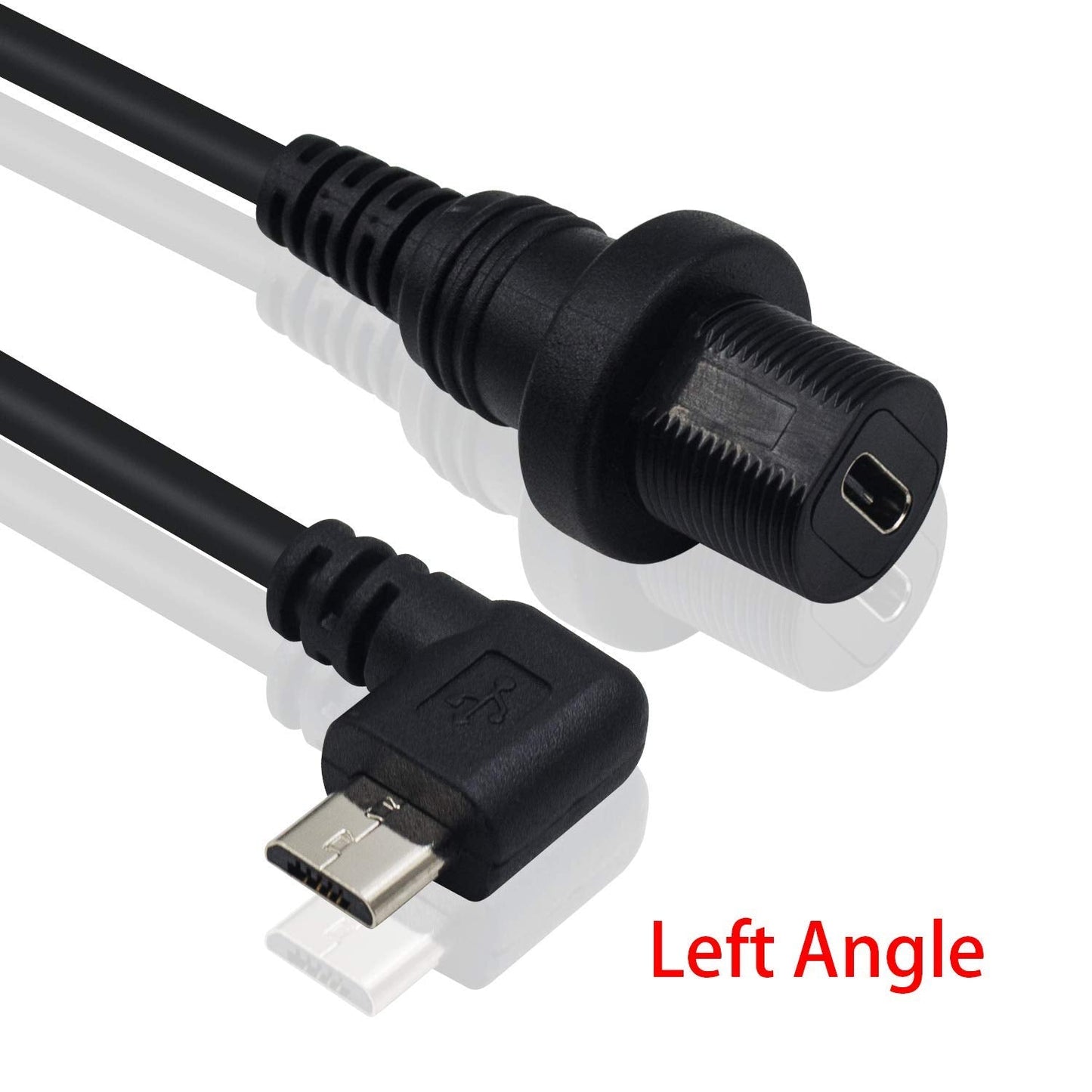 Duttek Micro Usb Panel Mount Cable, Left Angled 90 Degree Micro Usb Mount Extension Dash Flush Cable Male To Female For Car, Boa