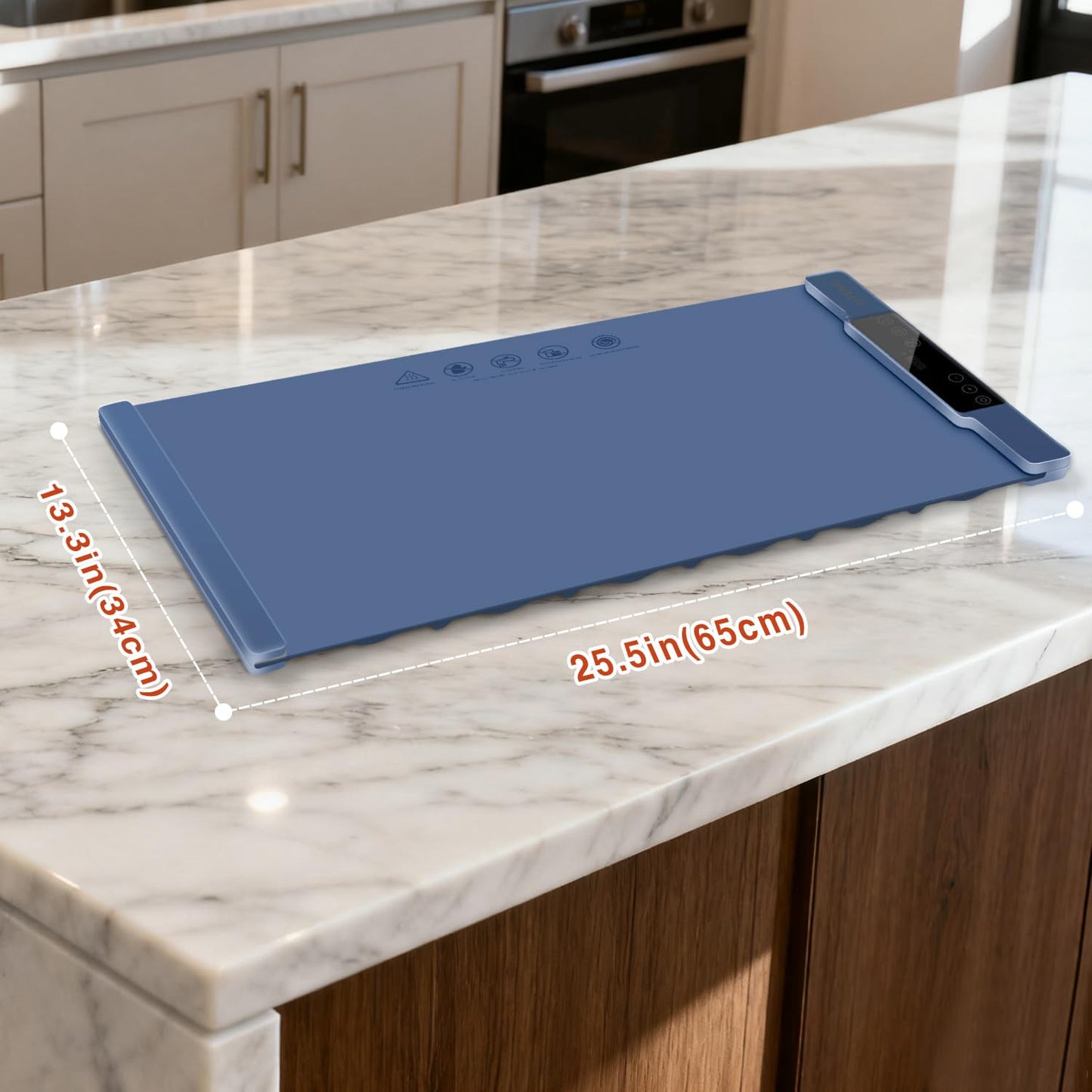 Warming Mat for Food, 15"x31.6" Extra Large, 7 Temperature Levels & Timer, Fast Full-Surface Heating, Rollable Waterproof Silicone Tray with Auto Shut-Off for Buffet, Party, Home, Travell(Blue)