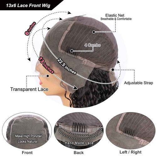 13x6 Lace Frontal Wigs for Black Women Pre Plucked Lace Wig Glueless Brazilian Remy Human Hair Wigs with Baby Hair (18 inch, 150% Density Lace Front Wig)