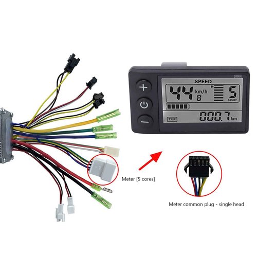Estink Electric Brushless Controller Kit, 36/48V 500/750W Electric Scooter Brushless Controller Kit with LCD 866 Display Meter 22A9 Tube Fits for 22.2mm / 0.9in Handlebars