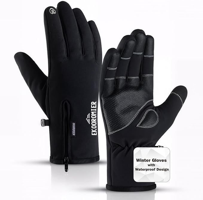 EKOROMIER Winter Gloves for Men Women, -12℉ Touchscreen Gloves Waterproof Windproof Thermal Skiing Gloves with 3M Thinsula...