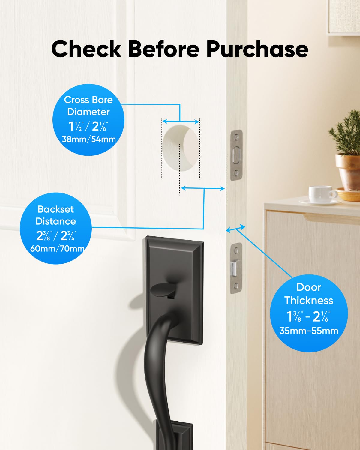 eufy Security Smart Lock C220 Front Door Handle Set, Fingerprint Keypad Door Lock with Handle, Built-in Wi-Fi, App Control, Keyless Entry Deadbolt, 8 Months Battery, IP53 Waterproof, BHMA Certified