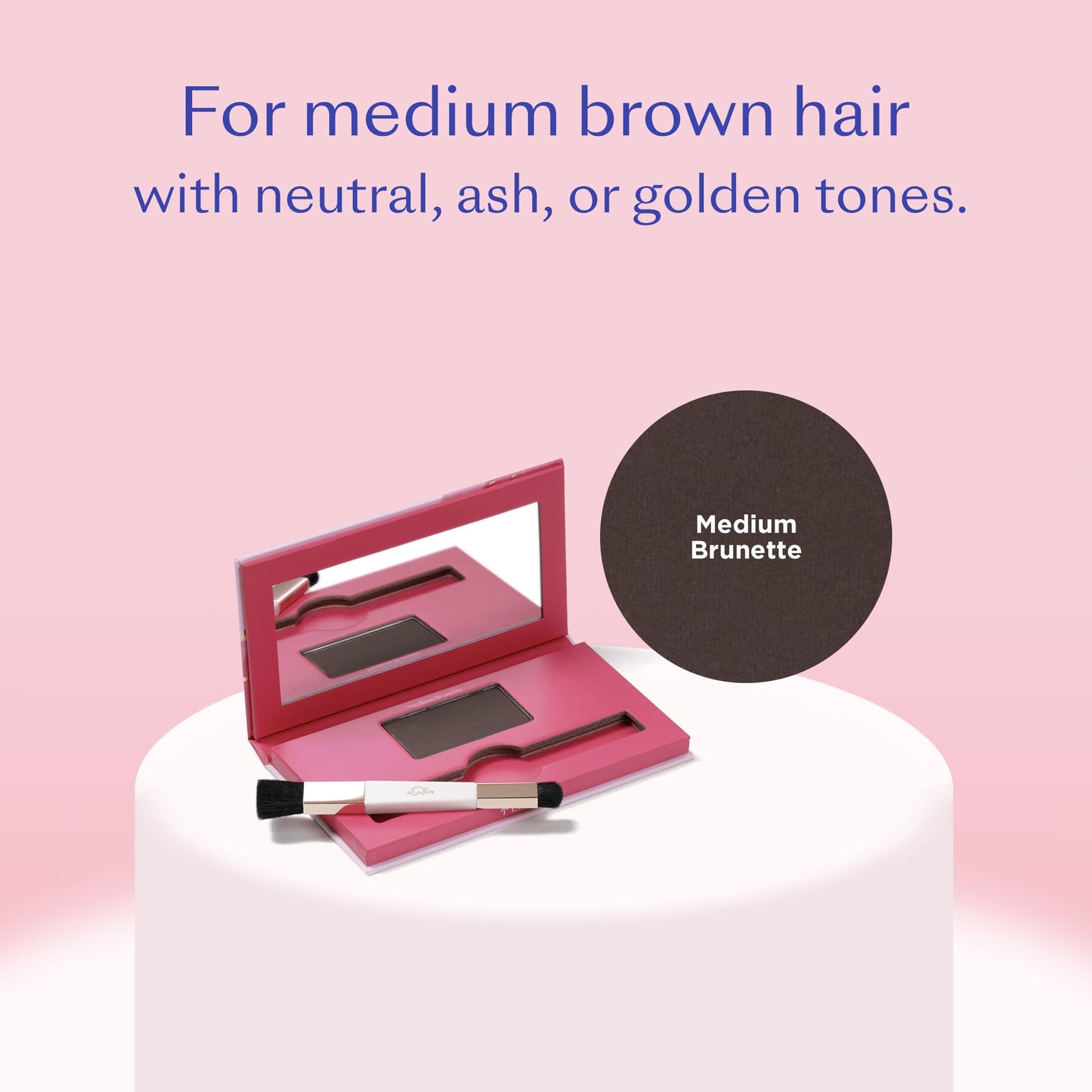 eSalon Root Touch Up + Brow Powder, Medium Brunette, 0.18 oz - Scalp Concealer for Thinning & Gray Hair