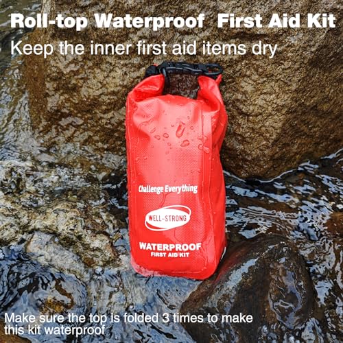 WELL-STRONG Waterproof First Aid Kit Roll Top Boat Emergency Kit with Waterproof Contents for Fishing Kayaking Boating Swi...