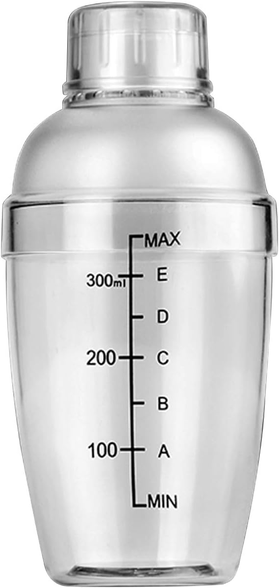 1Pc Plastic Cocktail Shaker with Scale and Strainer Top, Clear Plastic Cocktail Shaker Bottle Wine Mixer Bottle Cocktail T...