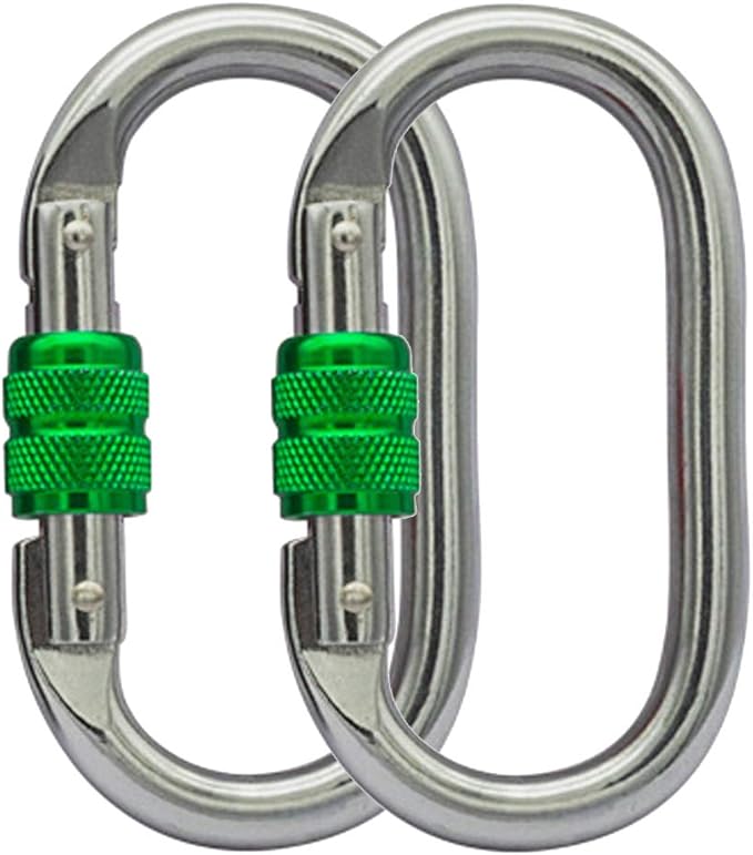Heavy Duty Locking Climbing Carabiner Clip CE Rated 25 kN 5600 LB Rugged Terrain Approved Industrial Strength Twist Lock C...