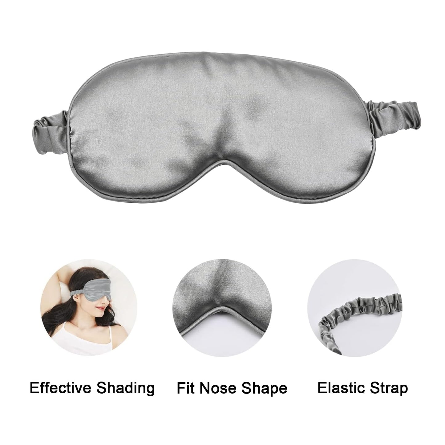 LERSVICVIL Sleep Mask 4 Pack Silk Eye Cover Soft Satin Blindfold Elastic Strap Night Eyeshade Travel Nap for Women Men