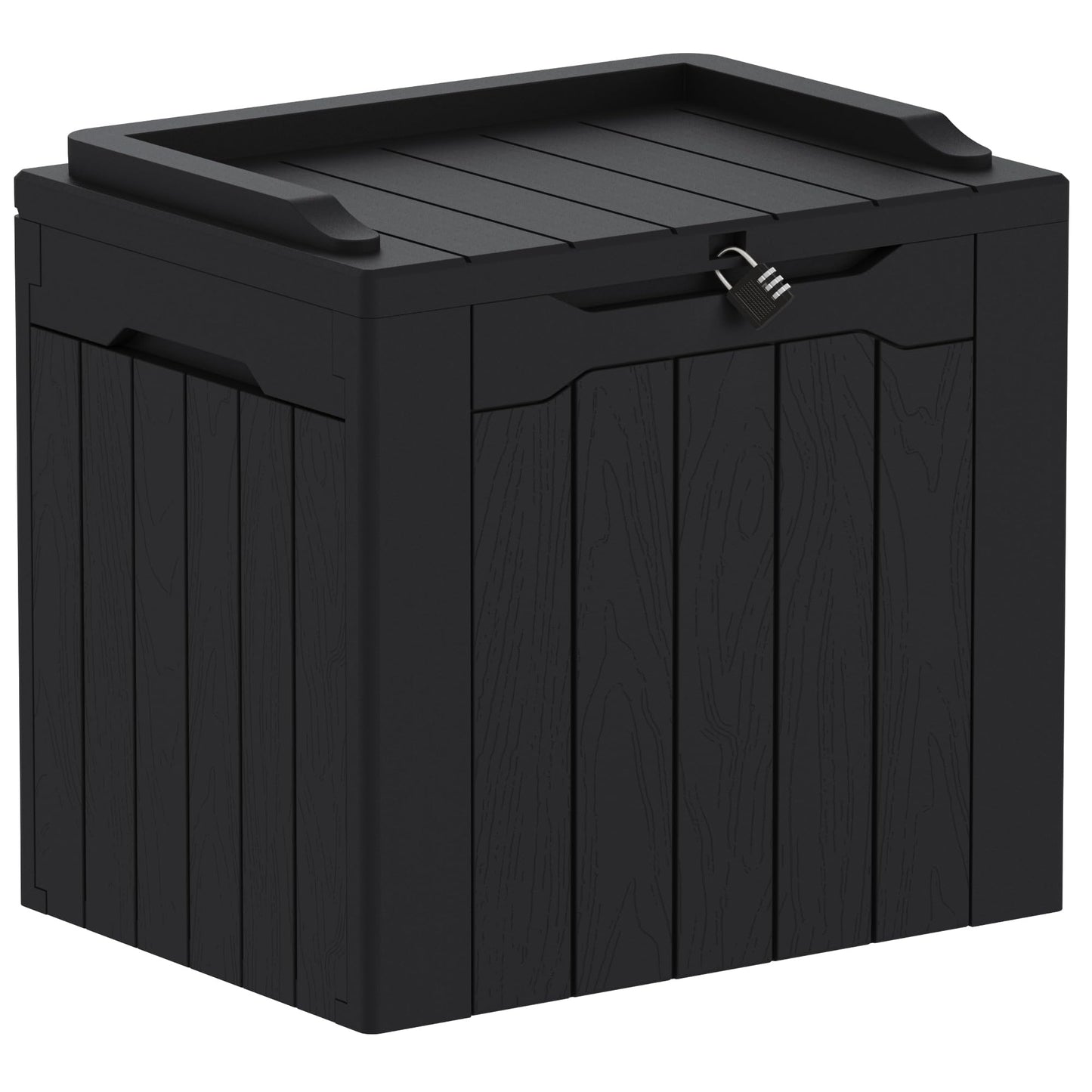 Greesum 31 Gallon Resin Deck Box Large Outdoor Storage for Patio Furniture, Garden Tools, Pool Supplies, Weatherproof and UV Resistant, Lockable, Dark Black