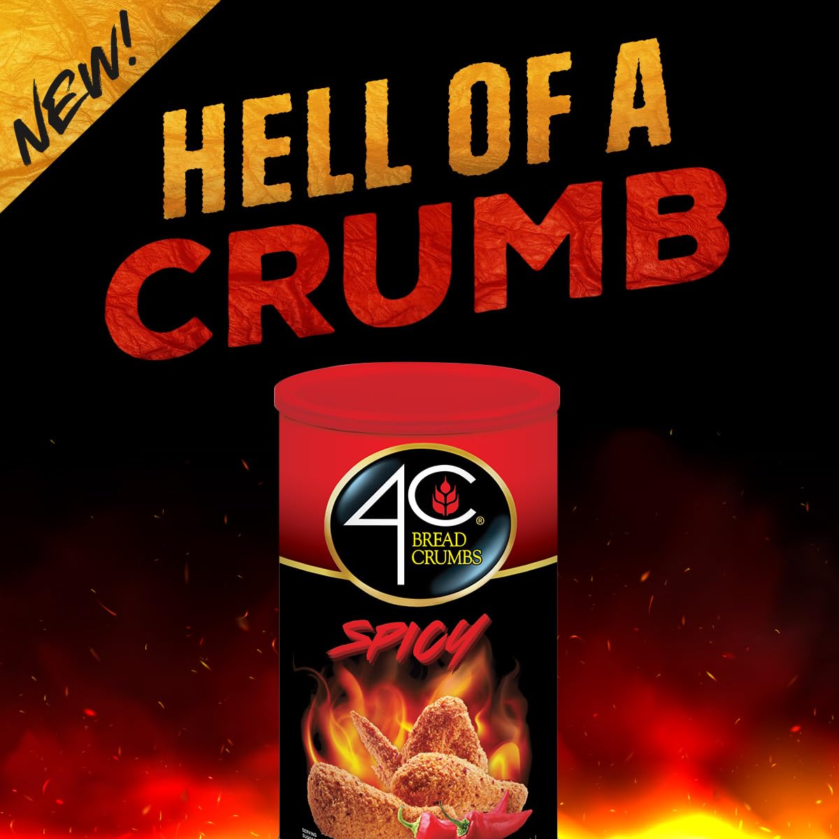 4C Premium Spicy Bread Crumbs, Spicy Plain 1 Pack, Flavorful Crispy Crunchy, Value Pack (15 Ounce)