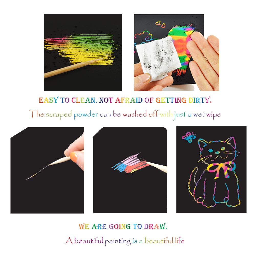I&Art Scratch Art Books for Kids Scratch Art Paper Rainbow Scratch Art for Best Gifts