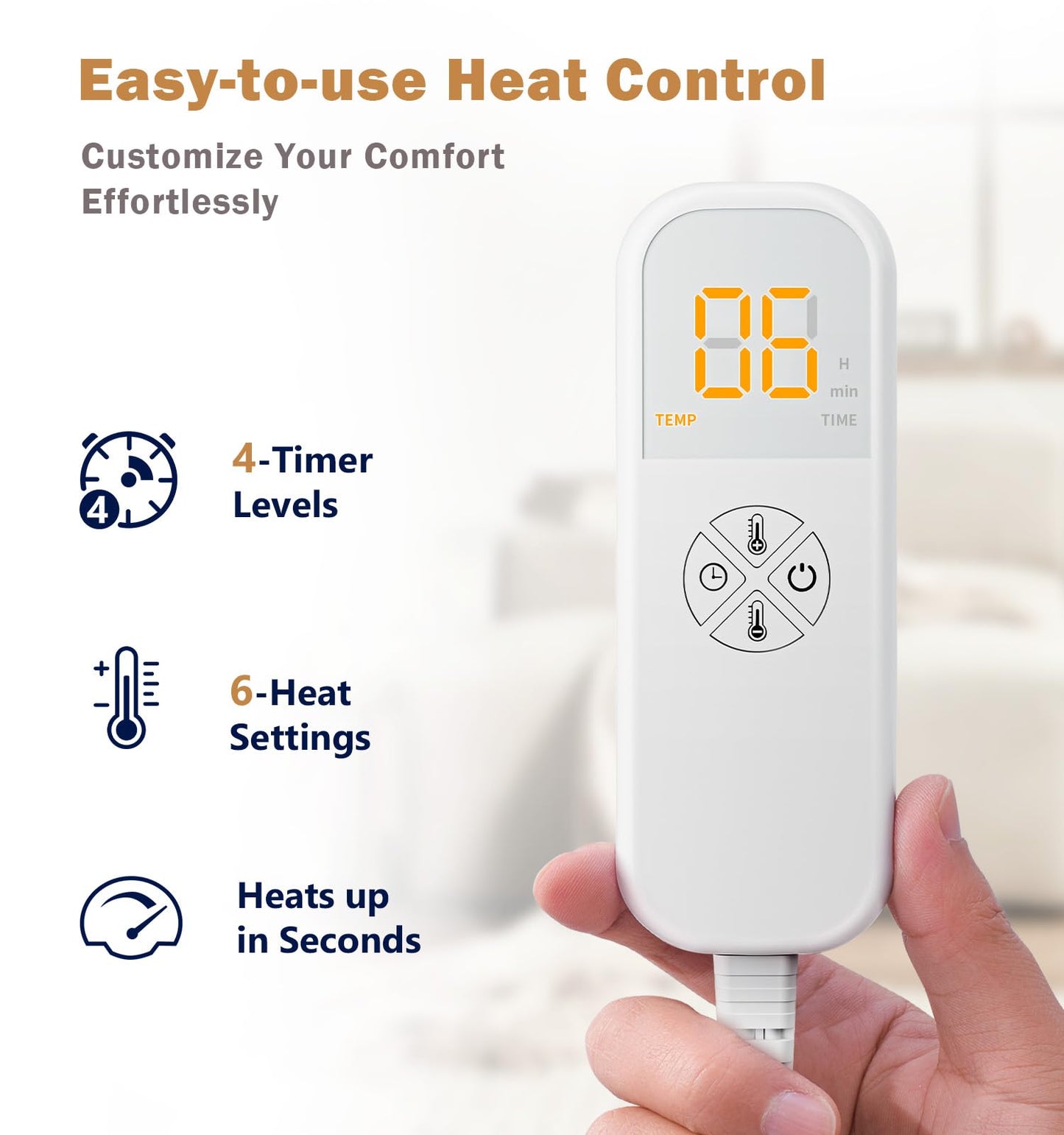 Heating Pad for Back, Neck, Shoulder Pain & Cramps Relief, Electric Heating Pad with 6 Heat Settings, Auto-Off, Moist Dry Heat Options, Fathers Day for Dad Husband, Mens Gifts for Dad Husband Him